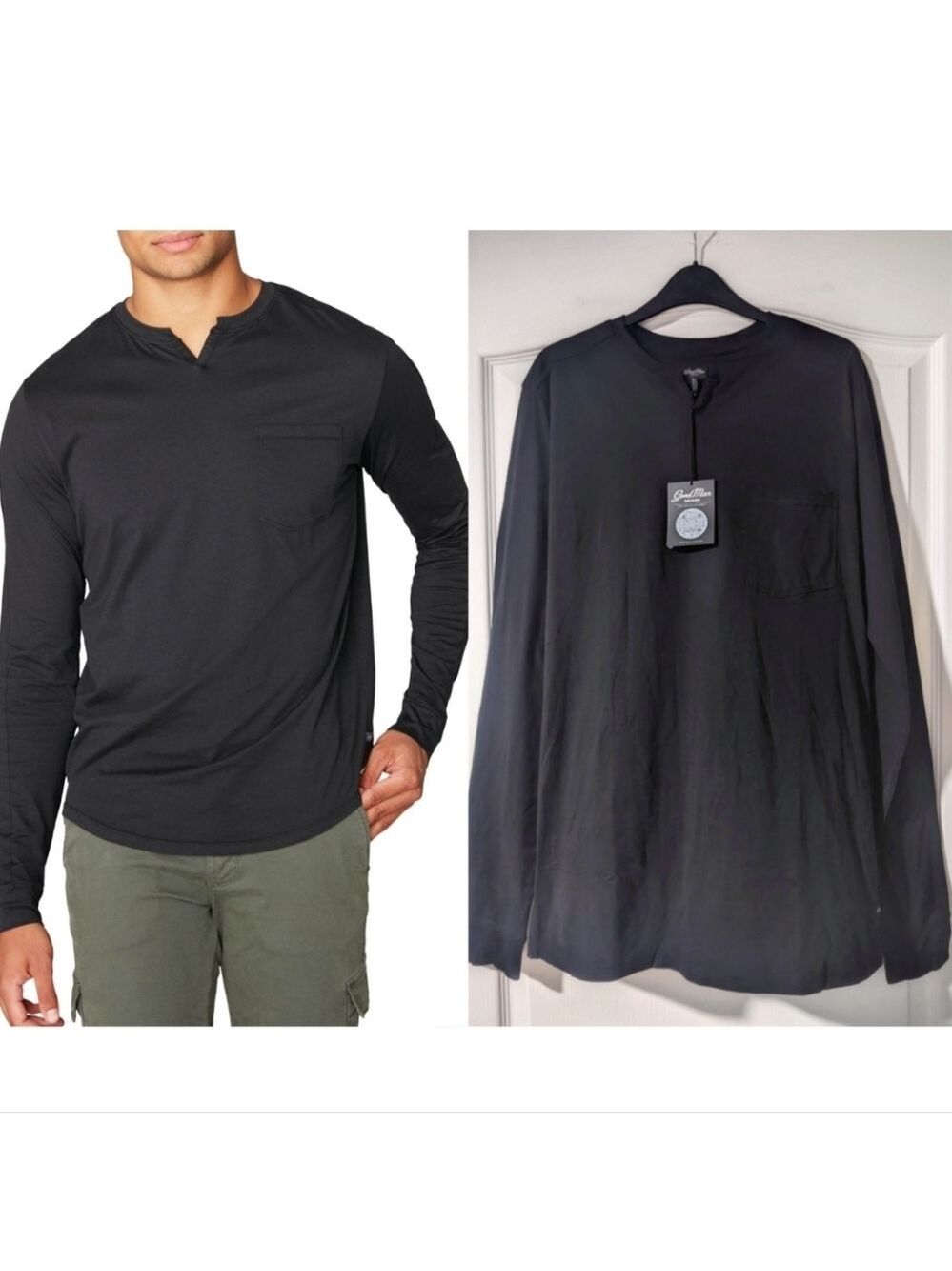 Good Man Brand | Victory V-Notch Long Sleeve Tee In Black